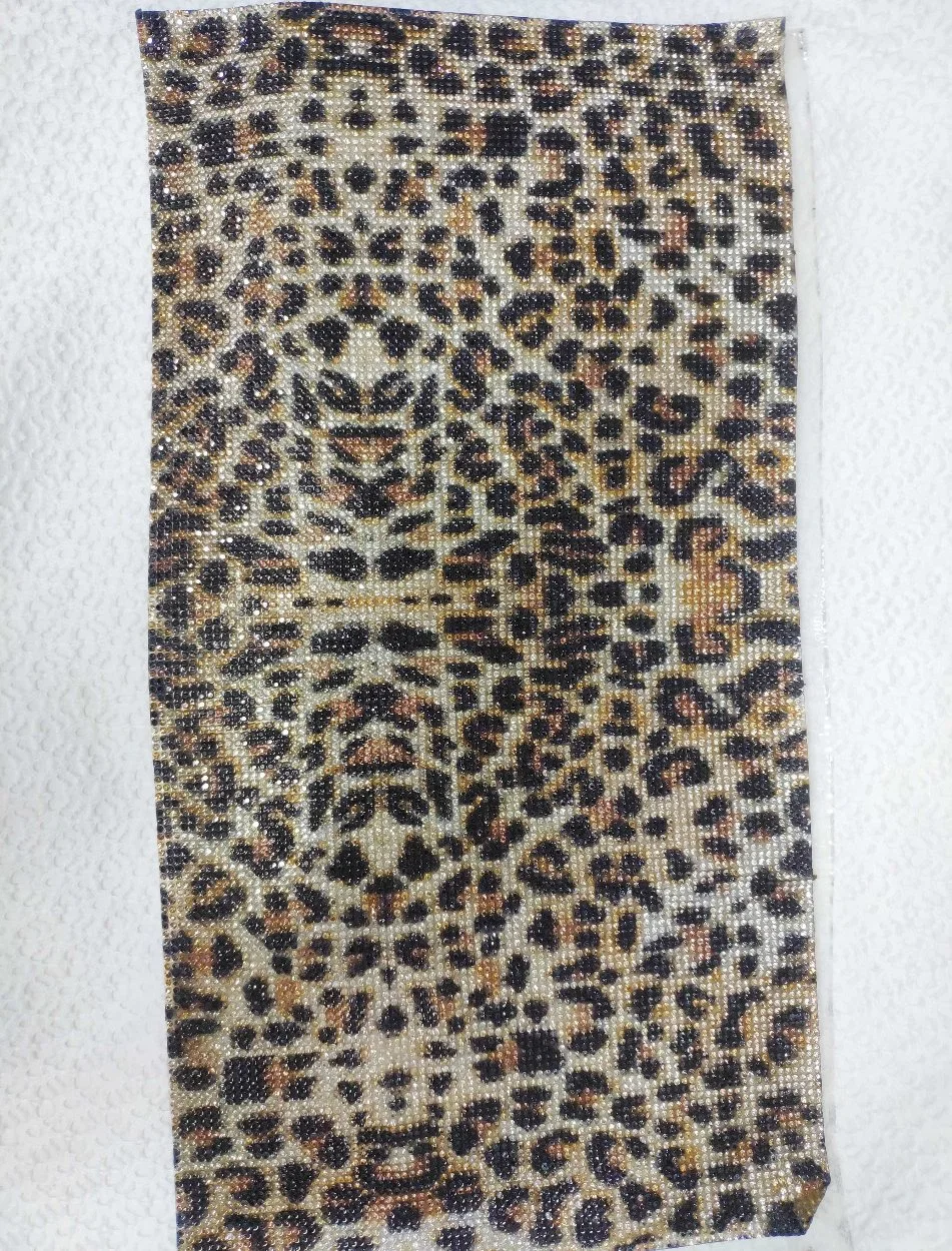 Fashion Leopard Motif de la peau des animaux Hot Fix Rhinestone Feuille de patch