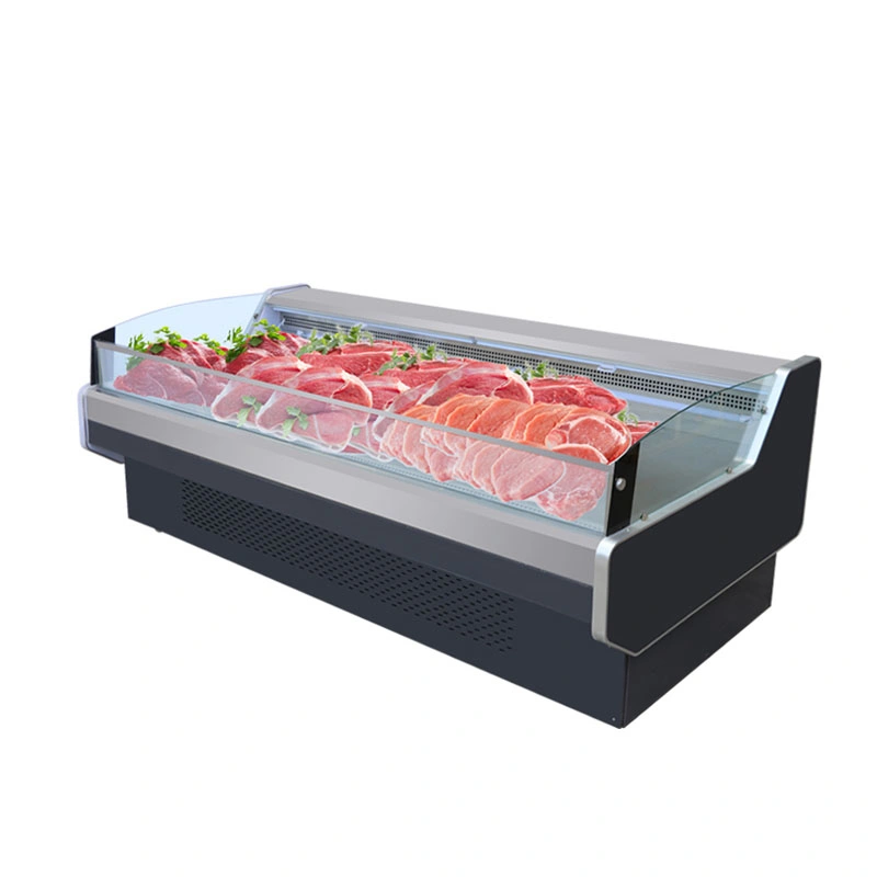 Open Fresh Meat Chiller Self Serve Display Counter for Supermarket Refrigerated Display Case