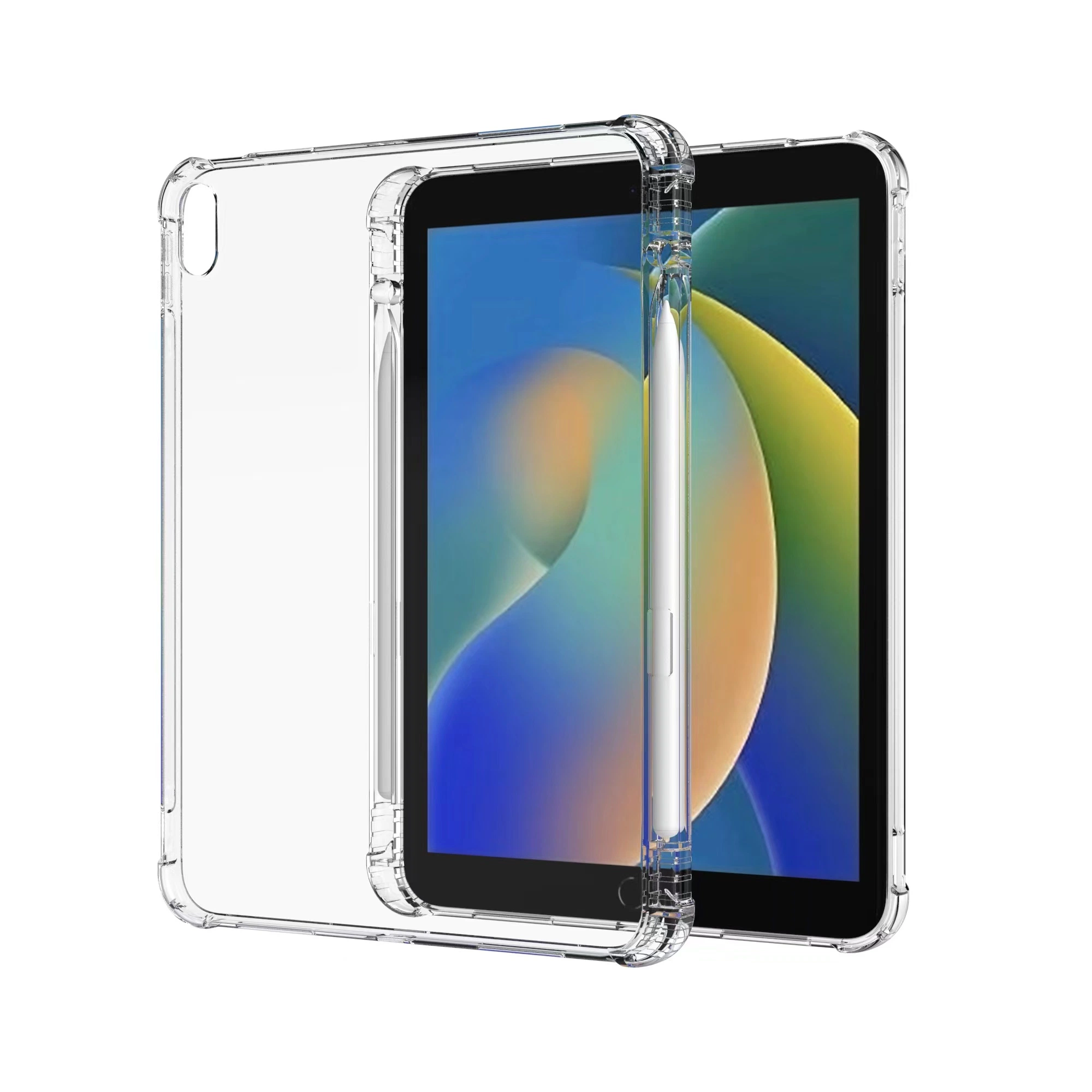 Shockproof Transparent Soft TPU Case with Pencil Holder for iPad 7 8 9 10.2 Inch 2019 2020 2021