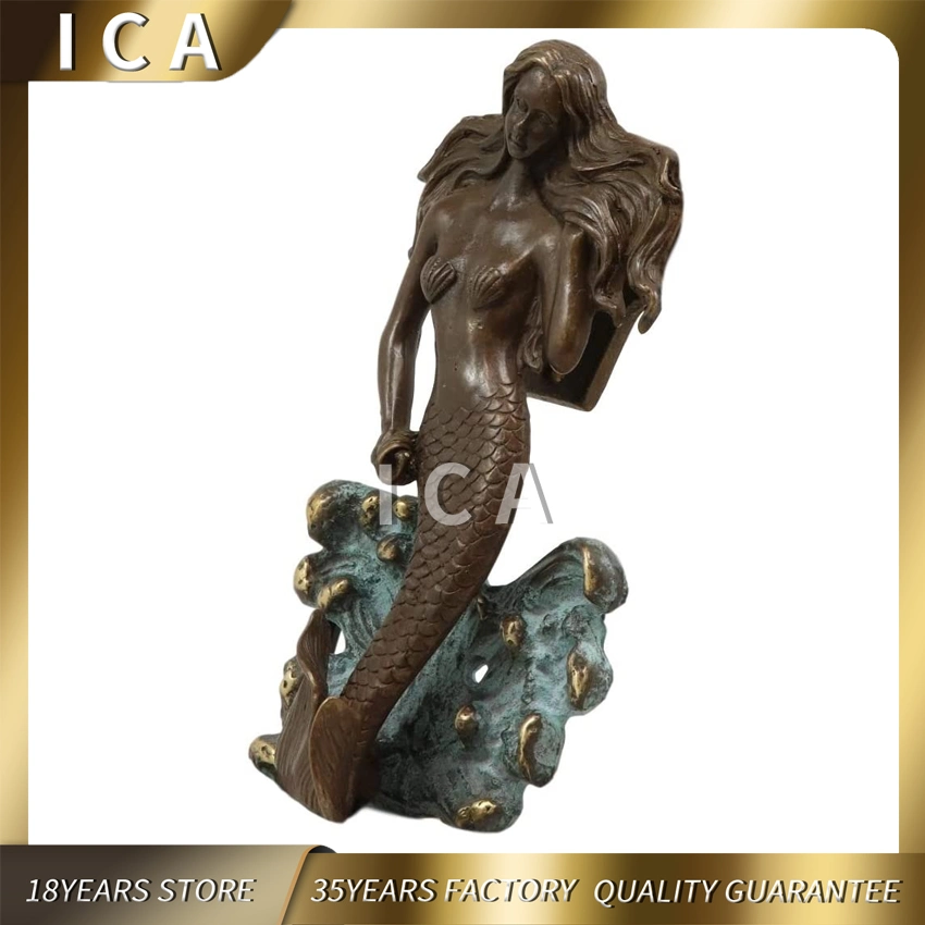 Outdoor Mermaid Bronze Sculpture Carving Life Size Copper Brass Fountain