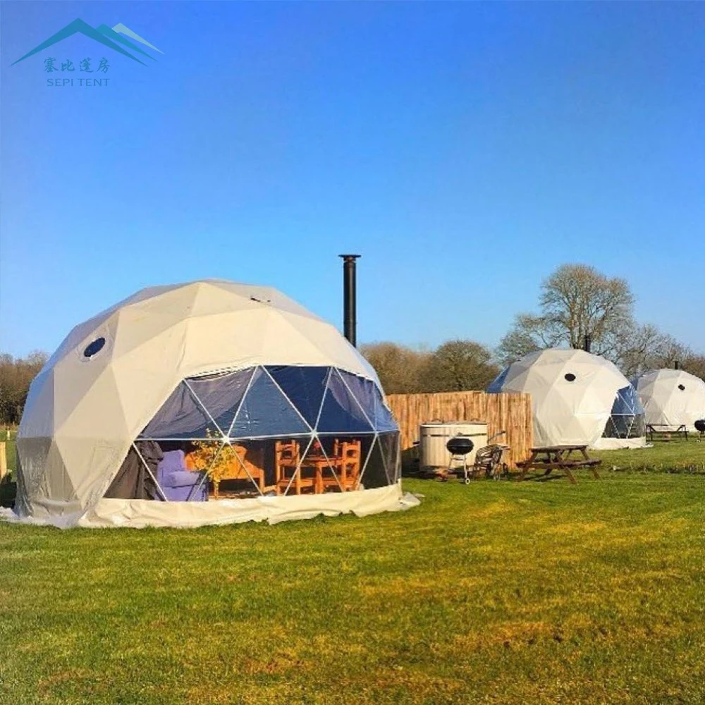 Top Moda Domo PVC Geodesic Camping 0,55km viento Cargando Glamping Resort 6-8 personas Dome Tent