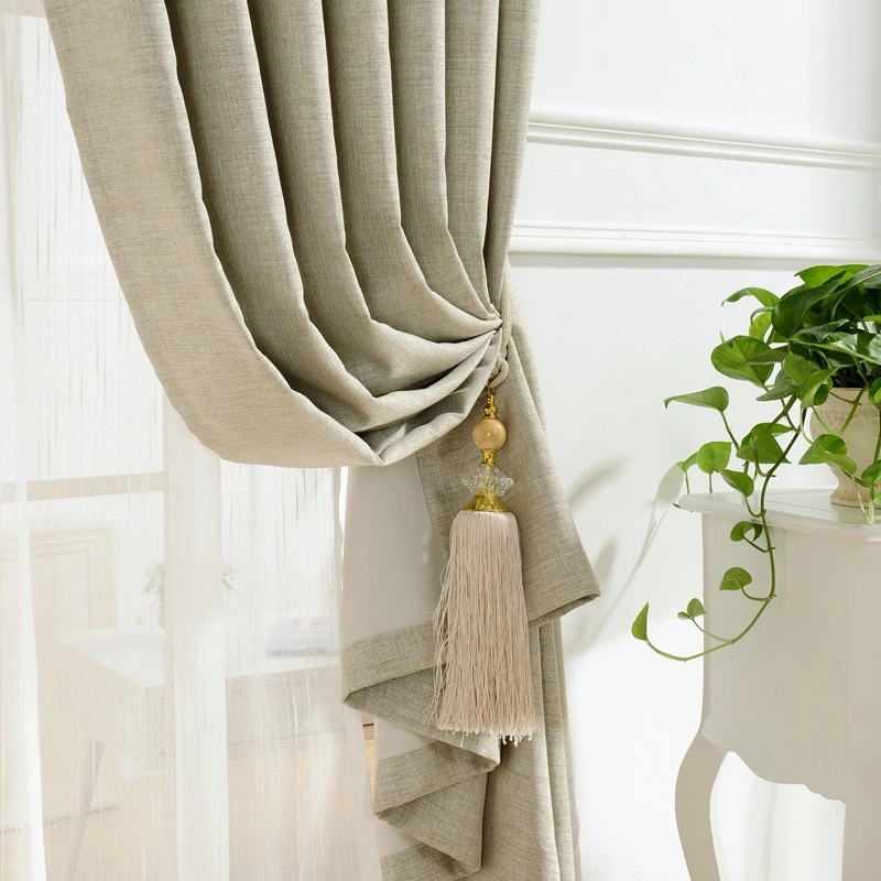 Thickened Solid Linen Curtain Flower Twist Linen Cotton Linen Cloth High Shading Custom Curtain Finished Product
