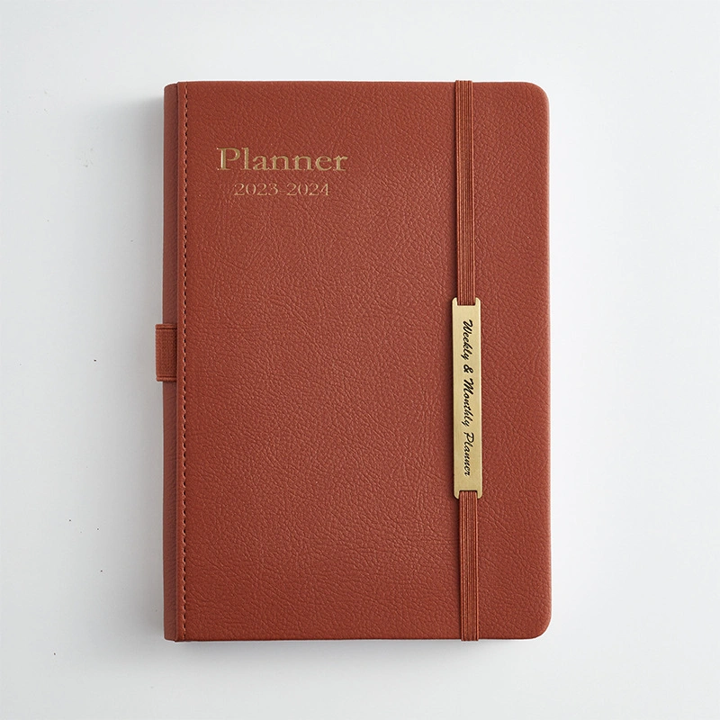 Red Personalized Printed PU Leather Custom Logo A5 Hardcover Dotted Notebook