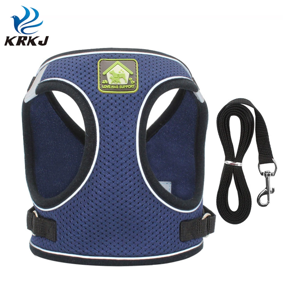 Conjunto de arnês para cão e leash Tc1208 colete em malha ajustável Reflective