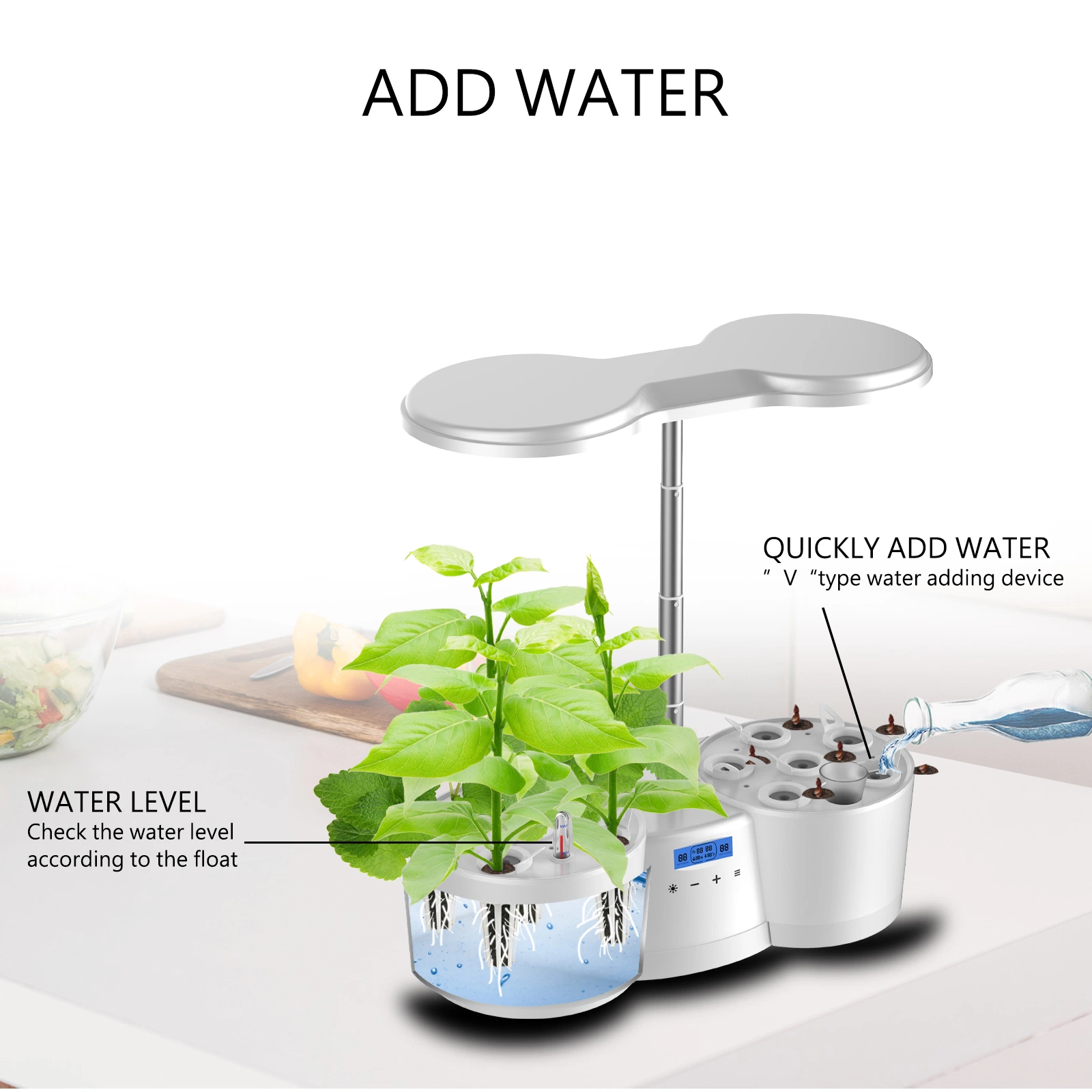 Masmire Indoor Hydroponic Garden with 12 Pots, Indoor Garden with LED Grow Light.