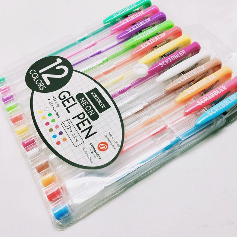 Office School Stationery Art Supplies Set of 12 Neon Gel Pen