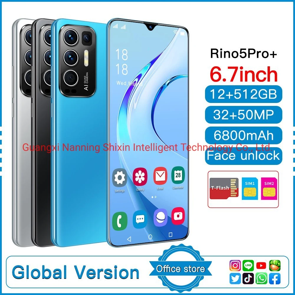 Hot Vender Rino5PRO+ 12/512GB Dual SIM teléfonos móviles desbloqueados smartphones Teléfonos inteligentes Android 9,0 4G