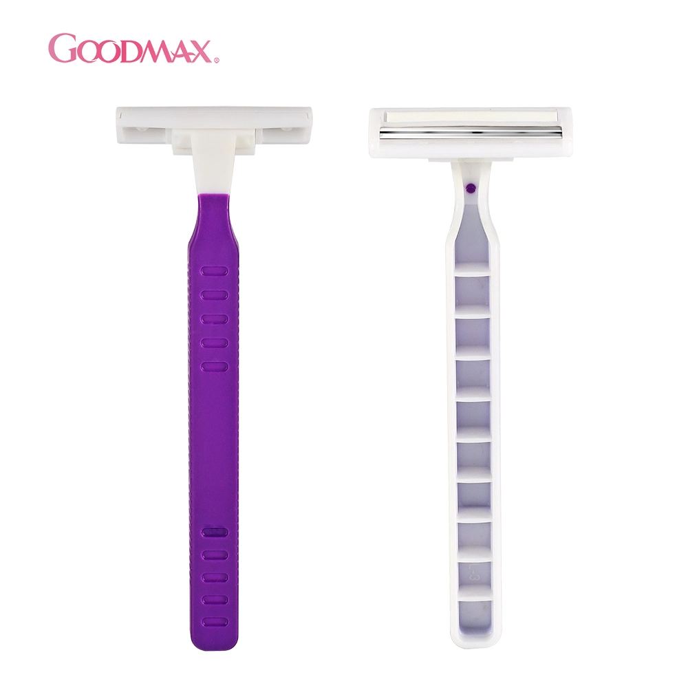 Plástico de cabezal fijo Twin Blade maquinilla de afeitar de afeitar desechables para la Mujer