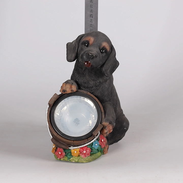 Polyresin Dog Design Garden Solar Light for Outdoor Deco