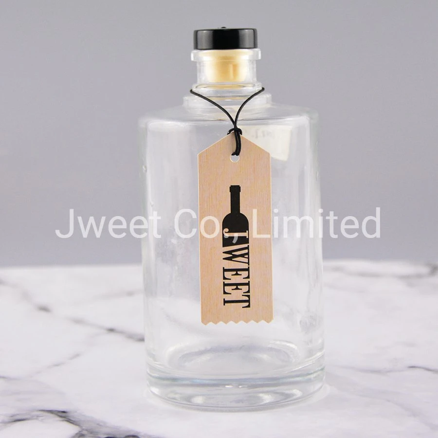 Hot Selling Custom Round Flat Shoulder Transparent Wine Glass Bottle