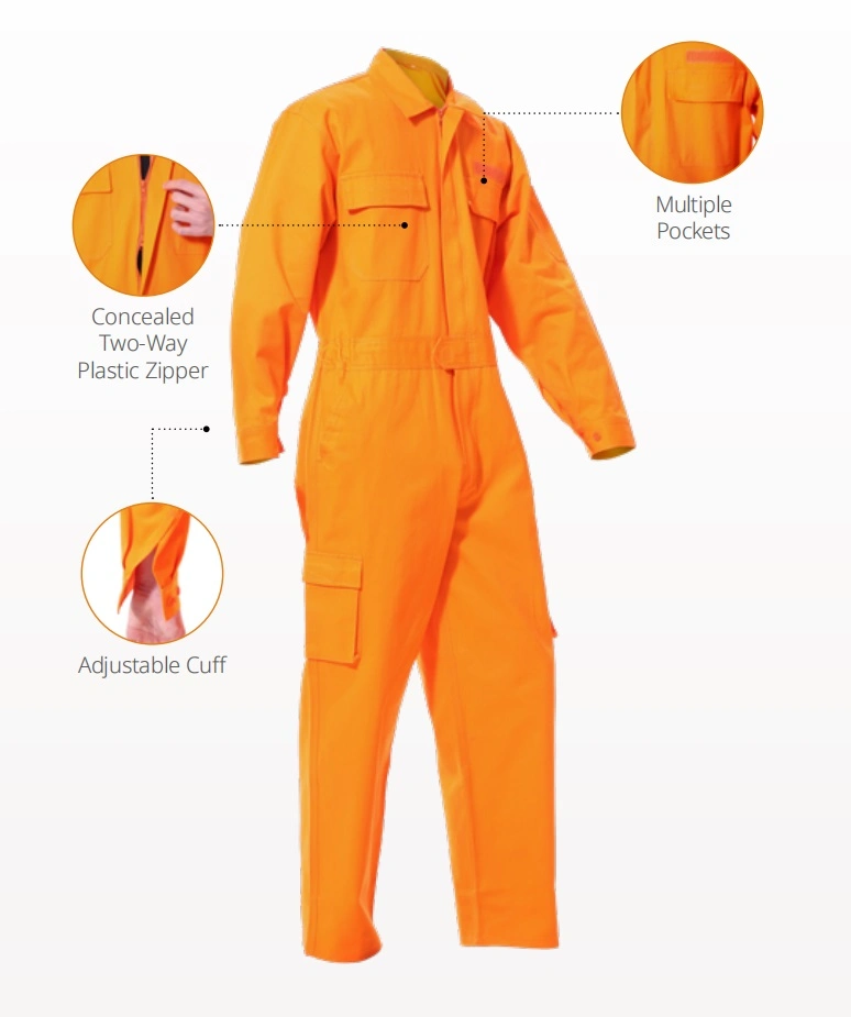 100% Cotton Polyester Fr Anti-Static Protective Workwear Coverall for Industry