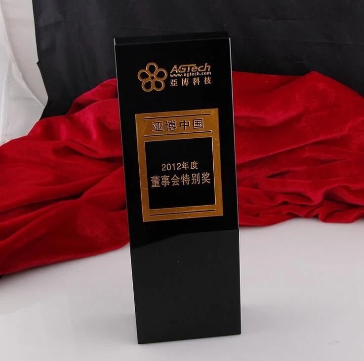 New Black Crystal Glass Trophy Craft for Souvenir