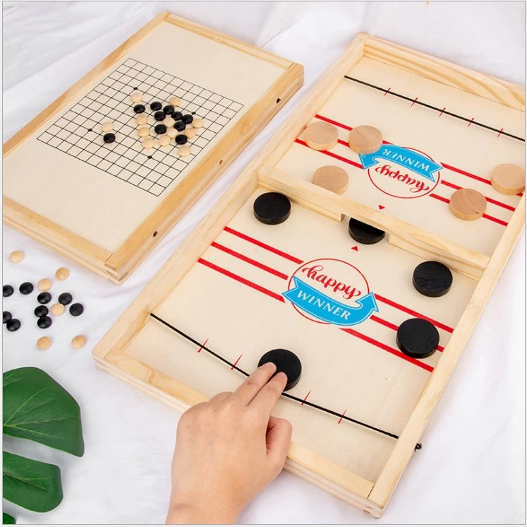 Two-in-One Funning Wooden Table Hockey Wooend Sling Puck Game Parent-Child Interactive