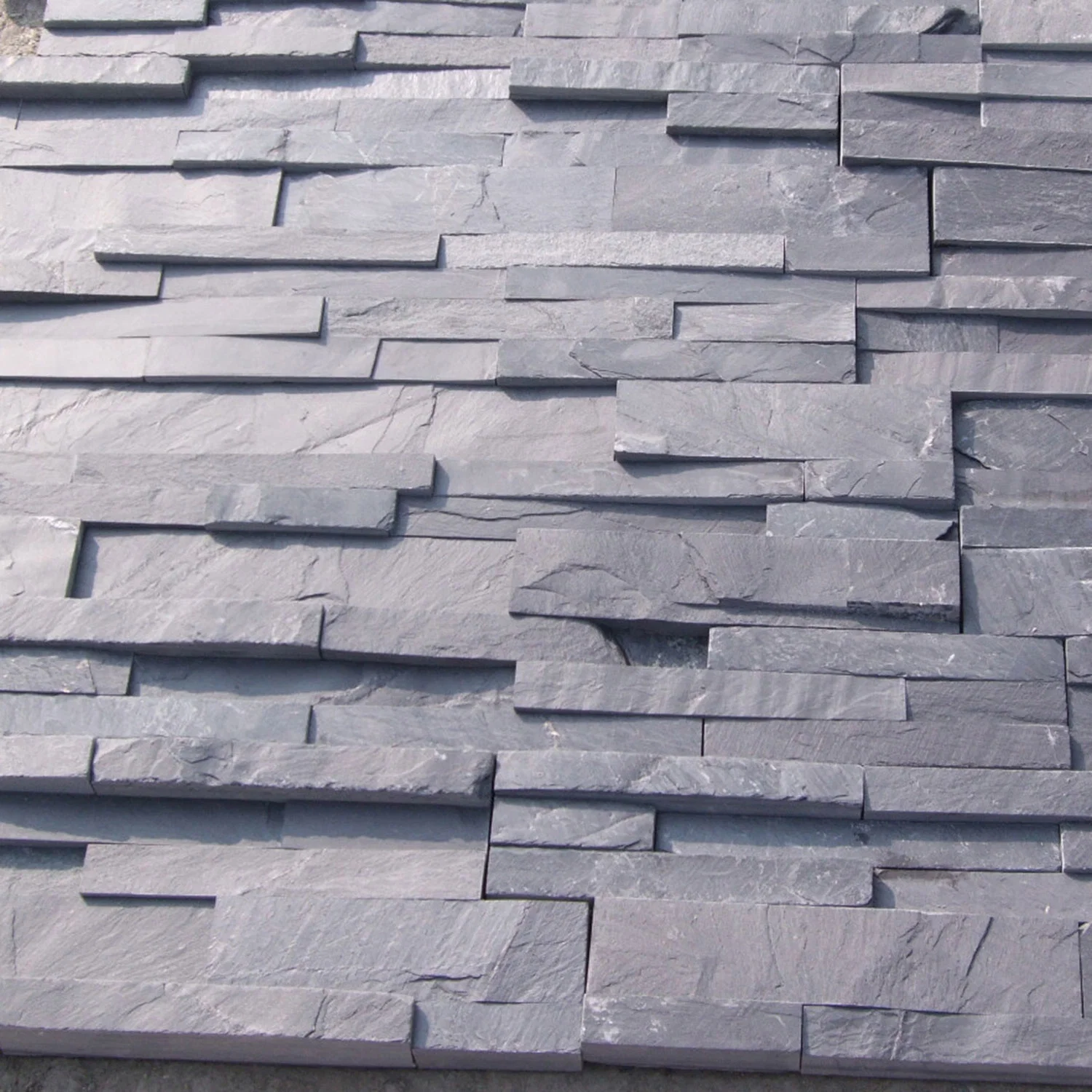 Slate Stone Pencil Design Dark Black Installing Cultured Stone Cladding