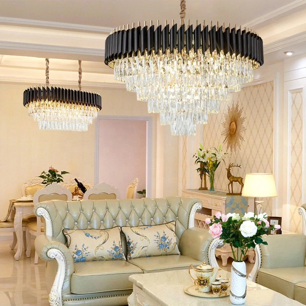 Hotel Lobby Project Copper Large Pendant Light Hanging Luxury Modern Crystal Chandelier