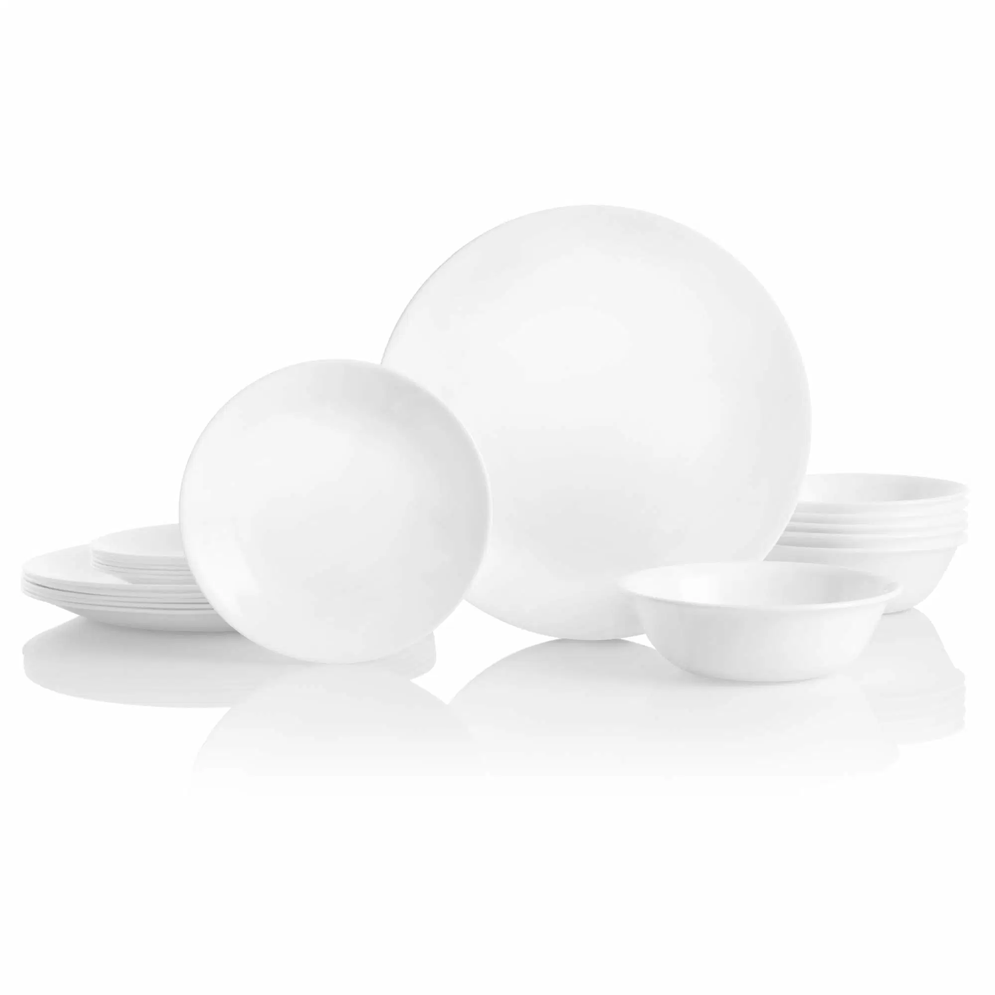 Großhandel Bone China Porzellan Set Home Ware Porzellan Dinner Set Service für 6, Chip resistent, Winter Frost White Porzellan Set, 18-teilig