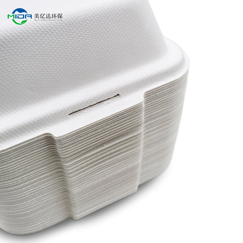 Hot Sell Sugarcane Bagasse Pulp Eco Friendly Box Packaging Clamshell Tableware