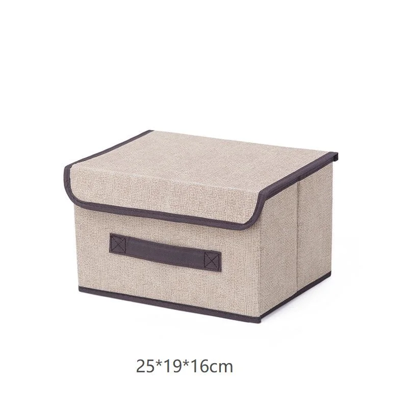 Folding Imitation Linen Non-Woven Fabric Storage Box with Cover