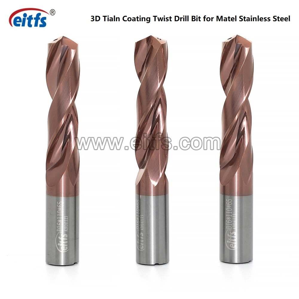 2 Flute CNC Tungsten Carbide Coolant 3D Tialn Coating Twist Drill Bit for Matel Stainless Steel