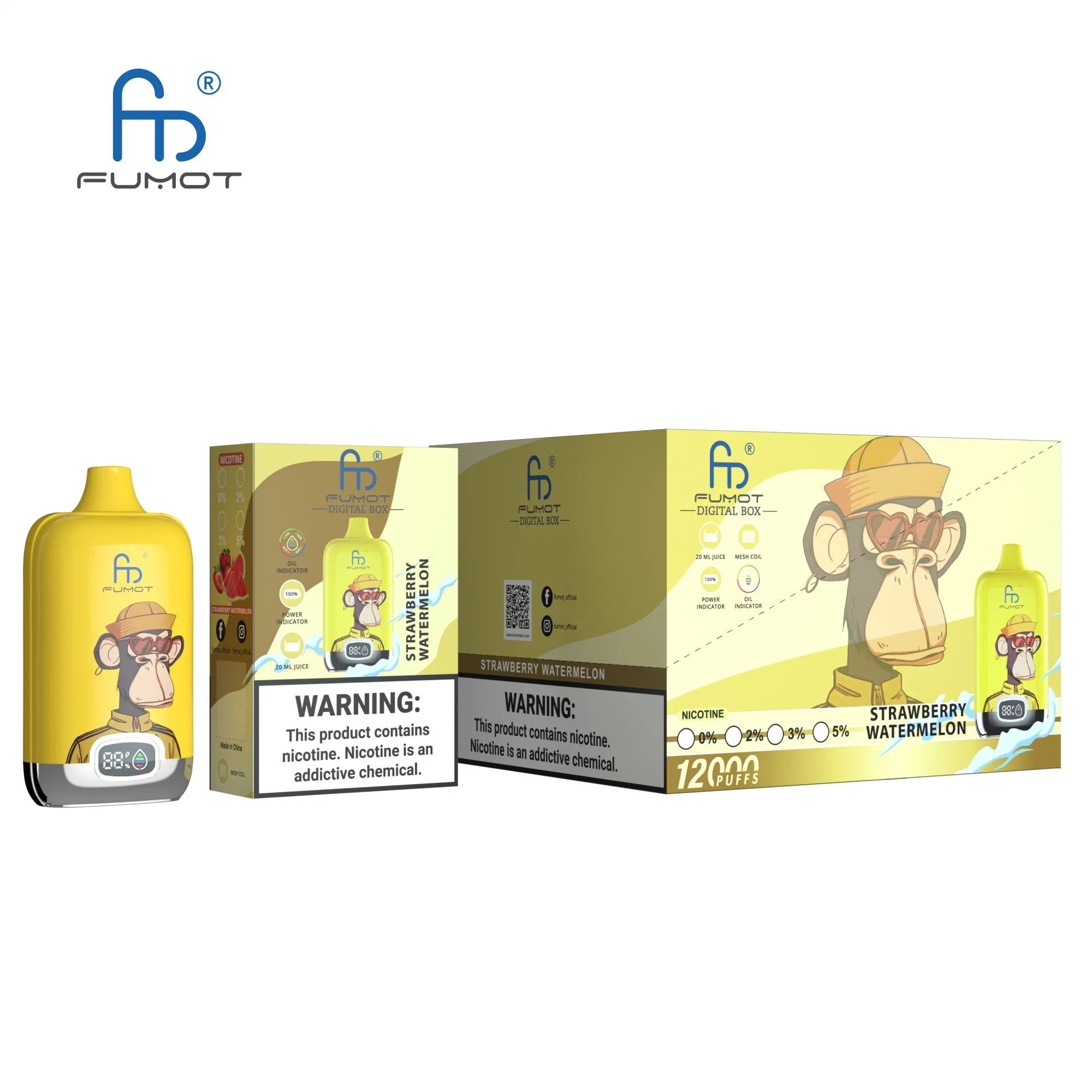 Neue Fumot Digital Box 12000 Puffs Vape Box E Liquid&amp;Battery Anzeige E Zigarette