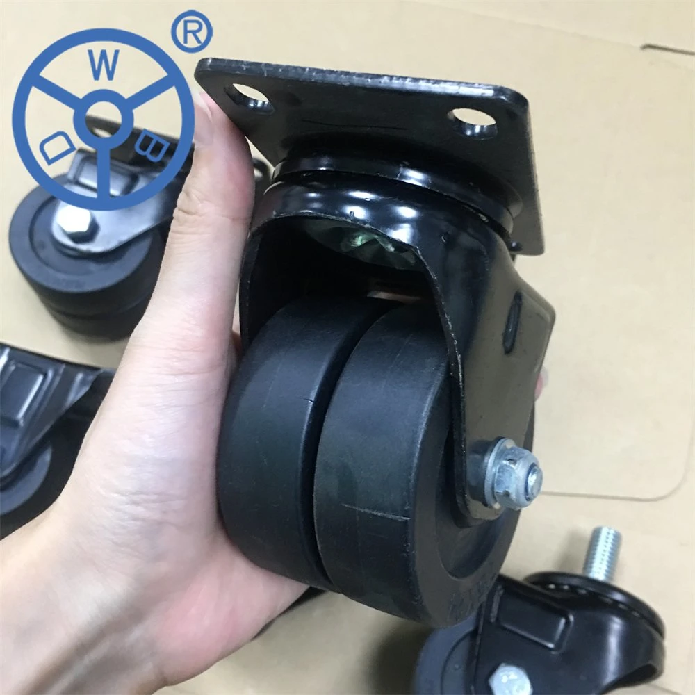 Threaded Stem Caster Wheels Low Profile Caster Wheel Twin Wheel Nylon/PP Wheels 40/50/65/75mm High Load Capacity Casters