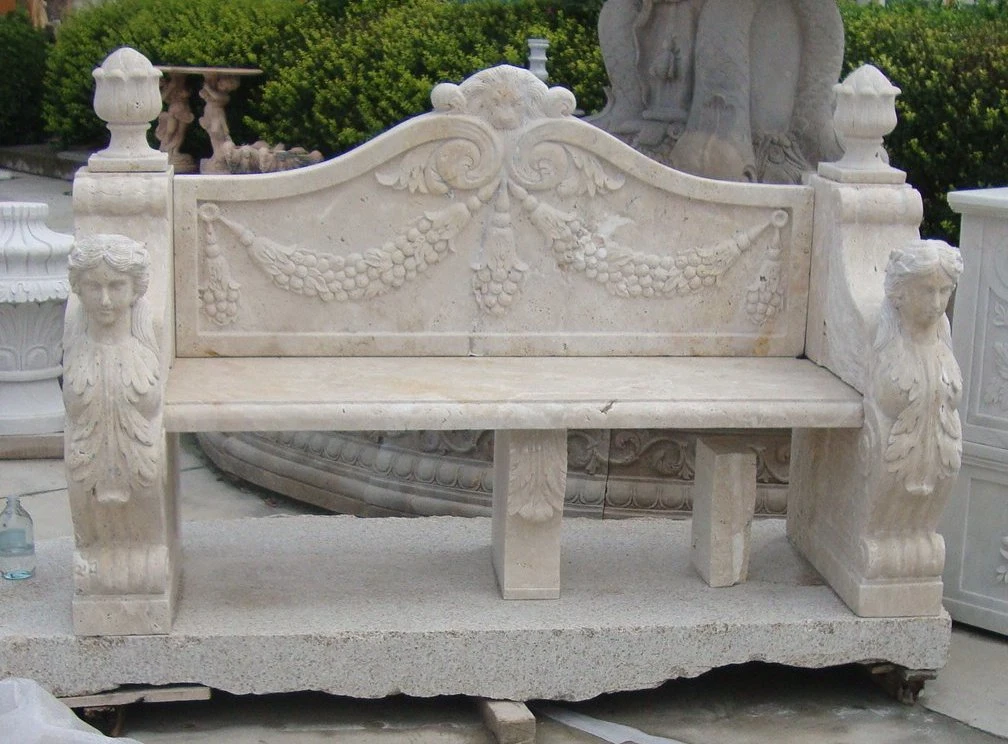 Stone Marble Garden Bench for Antique Garden Decoration (SYMB-014)