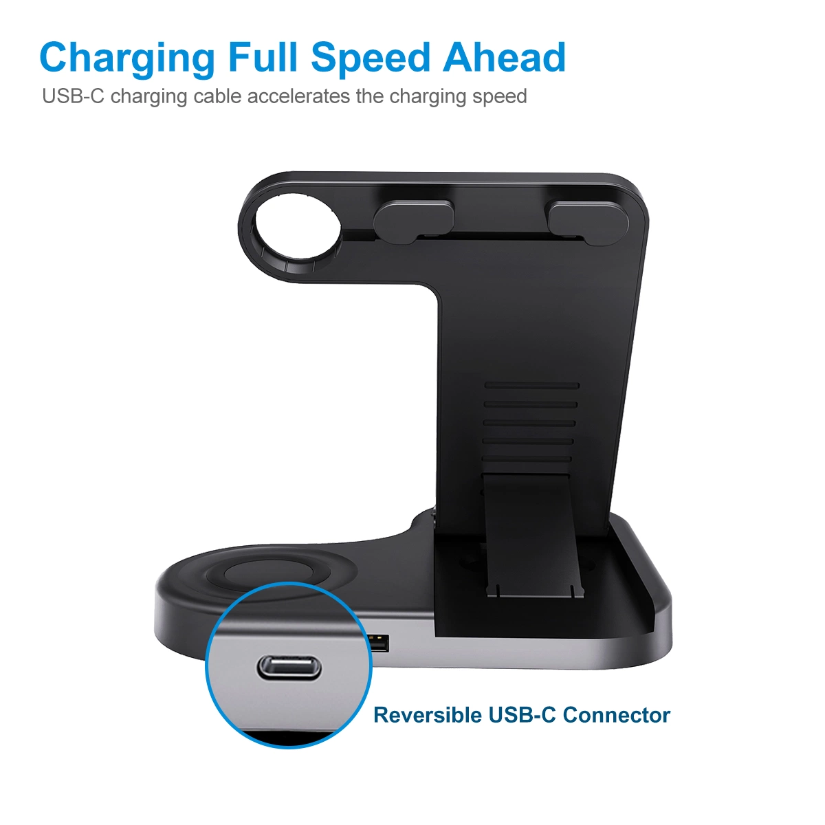 Factory Custom Universal Adjustable Angle Smart Sensor Desk Charger Wireless Phone Charger 4 in 1 for Watch