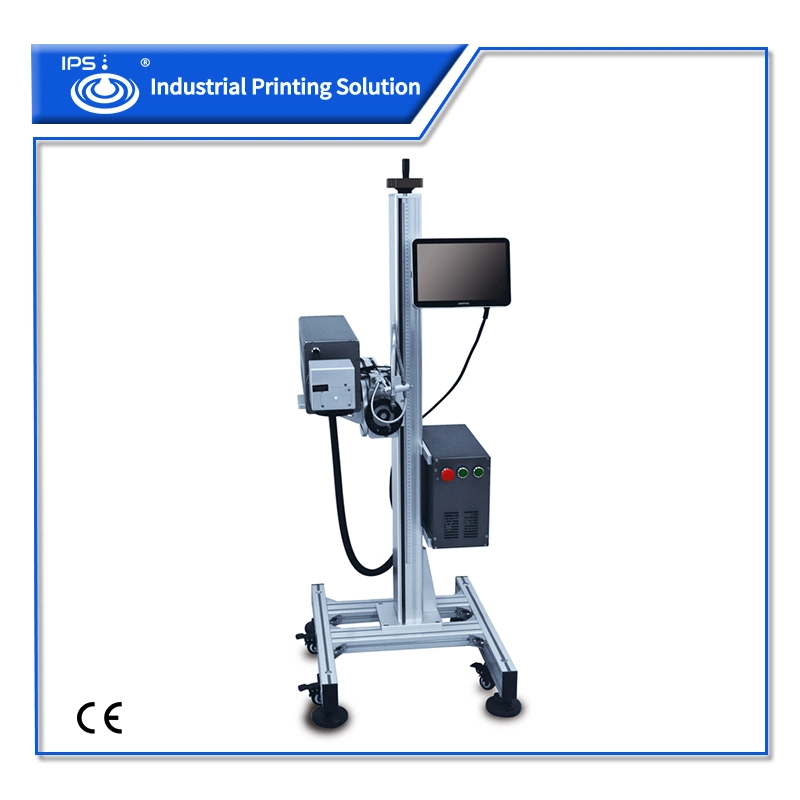Máquina impresora láser de CO2 de la mosca de 30W marca la fecha de caducidad de la máquina impresora láser de código de lote de bolsas de plástico para botellas de PET de Cable