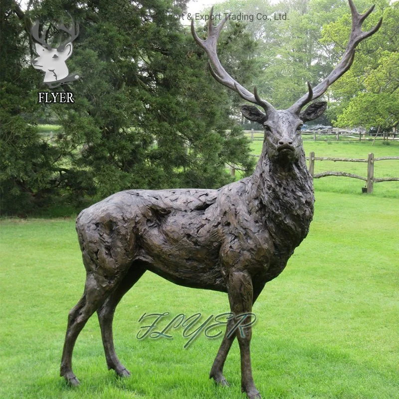 Vivo en el exterior al por mayor de ciervo de bronce escultura Arte Cooper estatua de animales