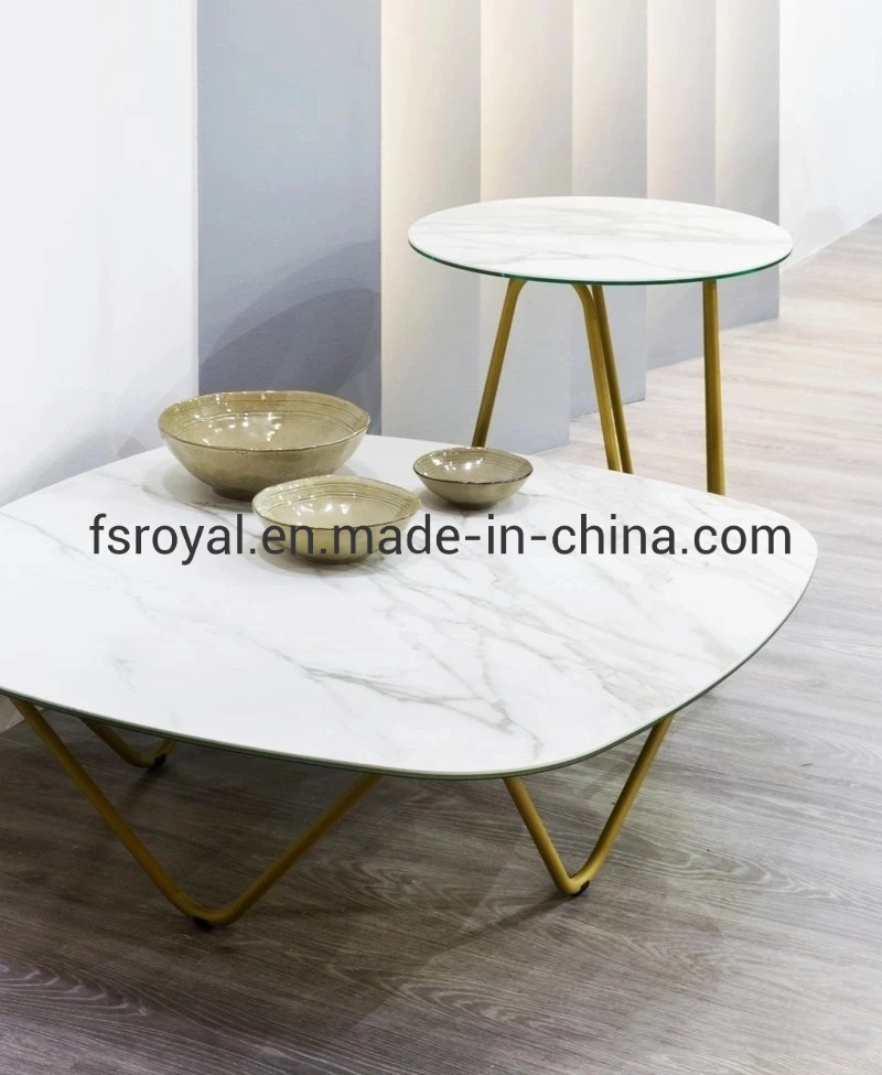 Light Luxury Style Living Room White Modern Marble Top Coffee Table Home Furniture