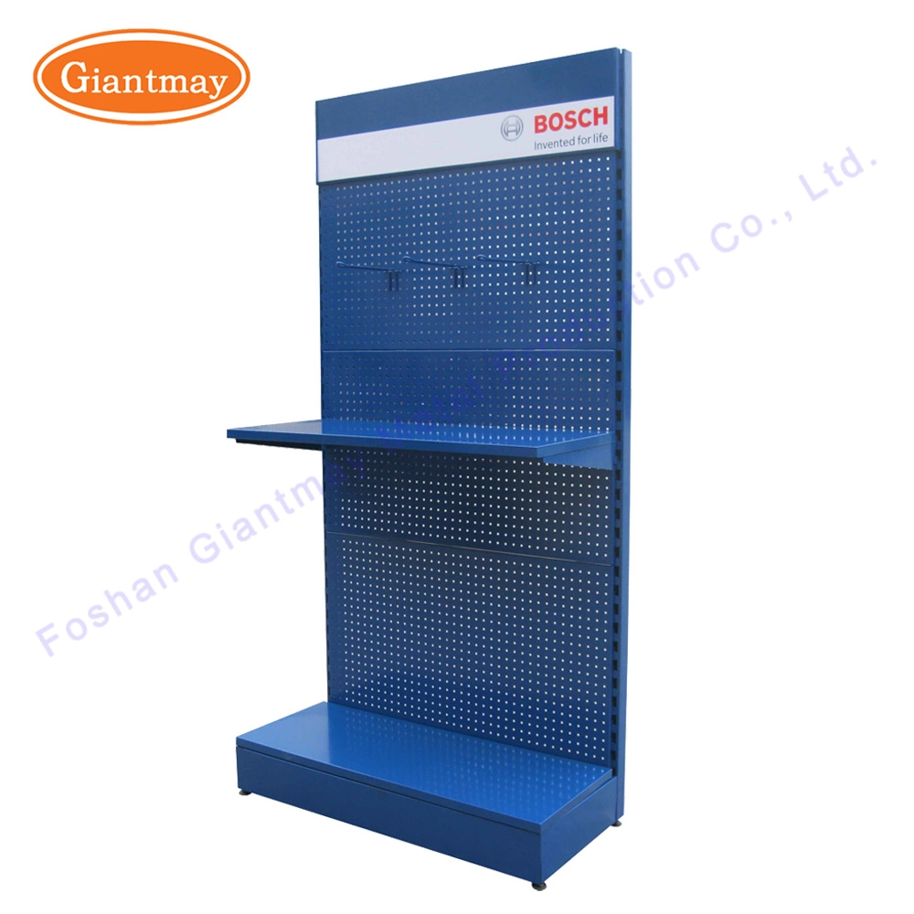 Retail Store Single Sided Peg Board Tool Metal Exhibition Floor Display Garden Hardware Power Adjustable Tool Holder Stand