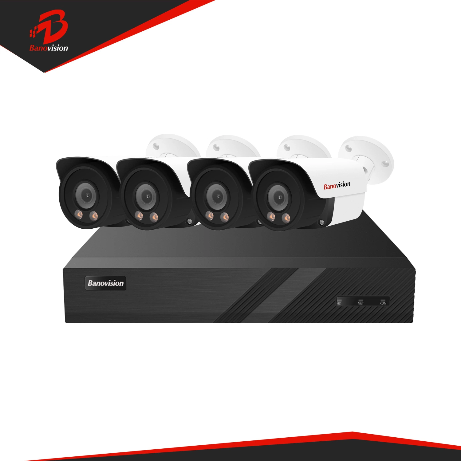 Sistema de câmara IP de segurança CCTV de 6 MP, 4 canais PoE NVR Kit com visão noturna a cores por infravermelhos