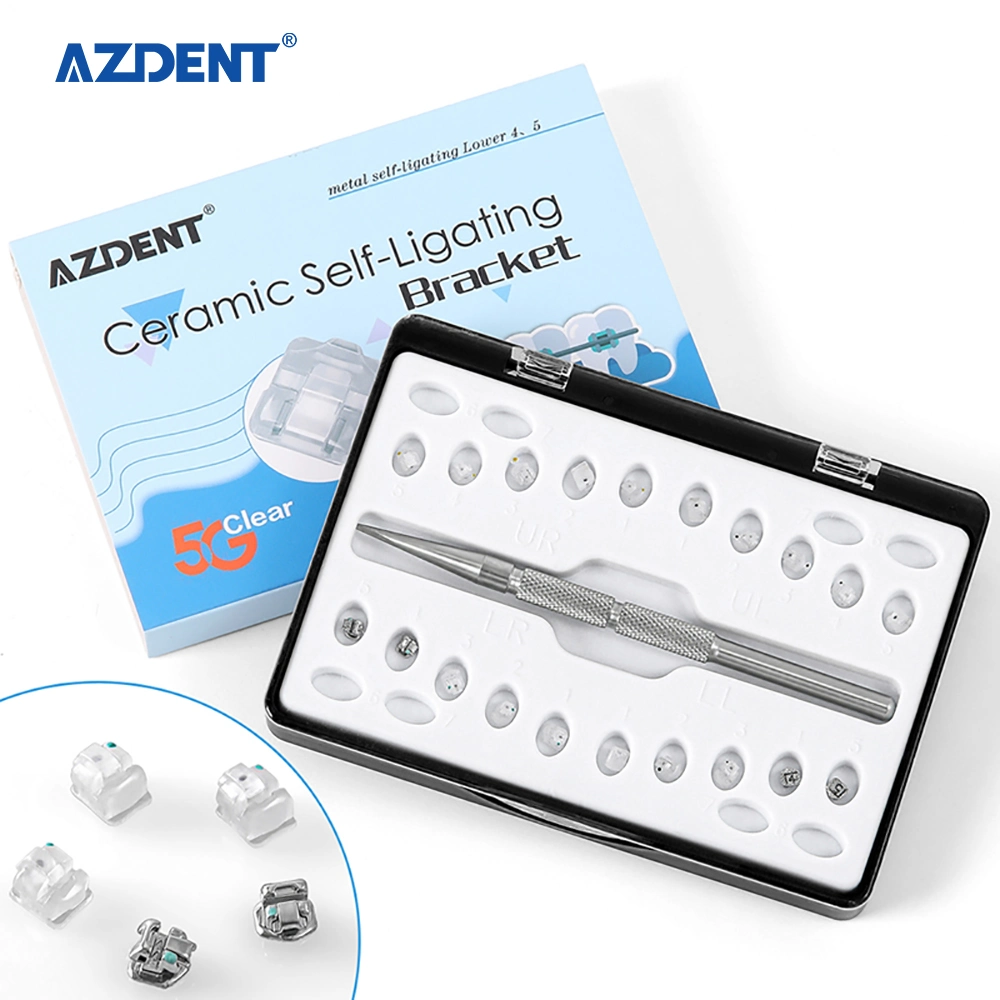 Azdent Dental Ceramic Self-Ligating Bracket (Metal self-ligating lower 4/5) Roth&Mbt 0.022