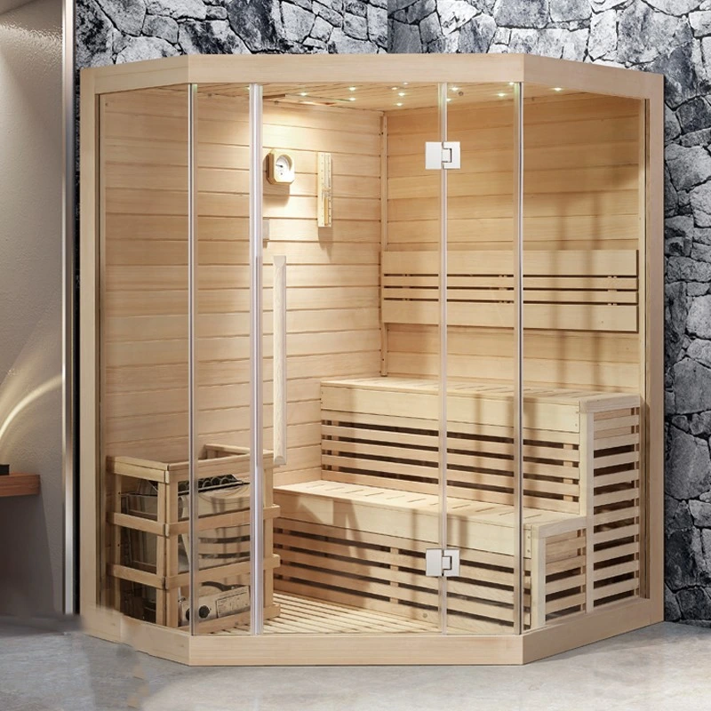 Indoor Far Infrarot Sauna Zimmer 4 Personen Kapazität Kanada Hemlock Solides Holz Wohn-Dampf-Sauna-Zimmer