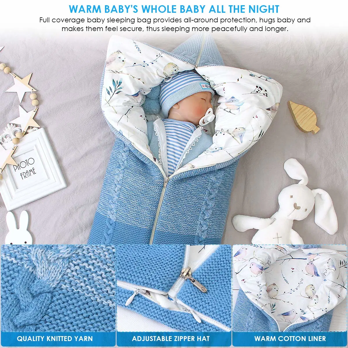 Durable Baby Swaddle Blanket Stroller Wrap Soft Thick Newborn Sleeping Bunting Bag