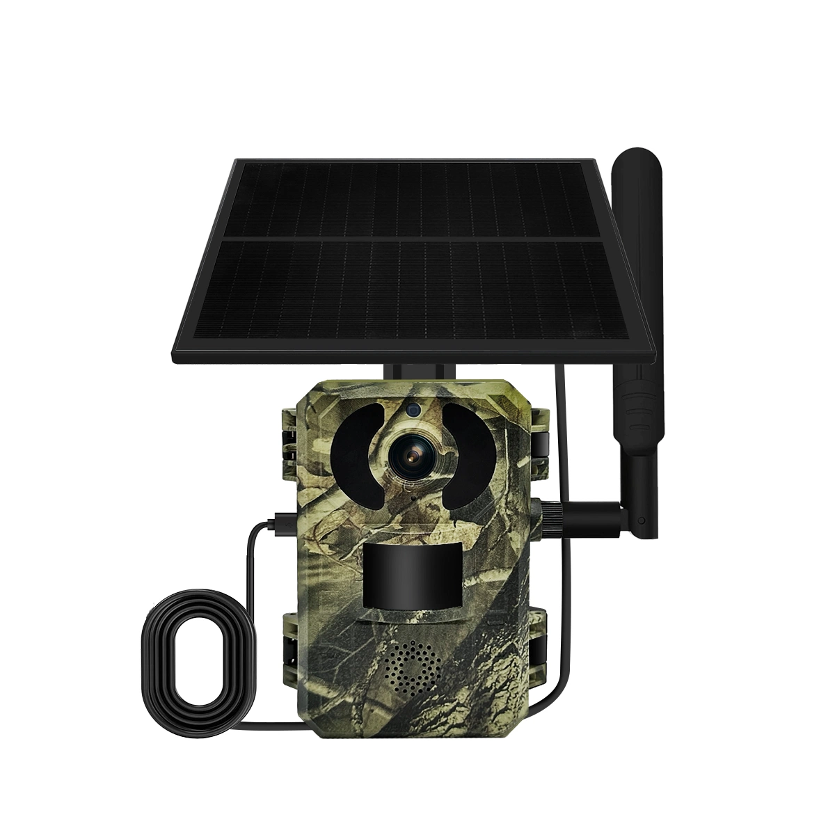 4MP 4G Battery PIR Alarm Wireless Wildlife Hunting Camera with Night Vision Function and Solar Panel Bidirectional Audio IP66 Qf380