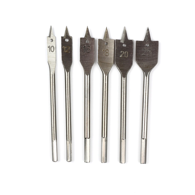 High Carbon Steel Wood Spade Drill Bit 6 PCS Flat Drill Hex Shank