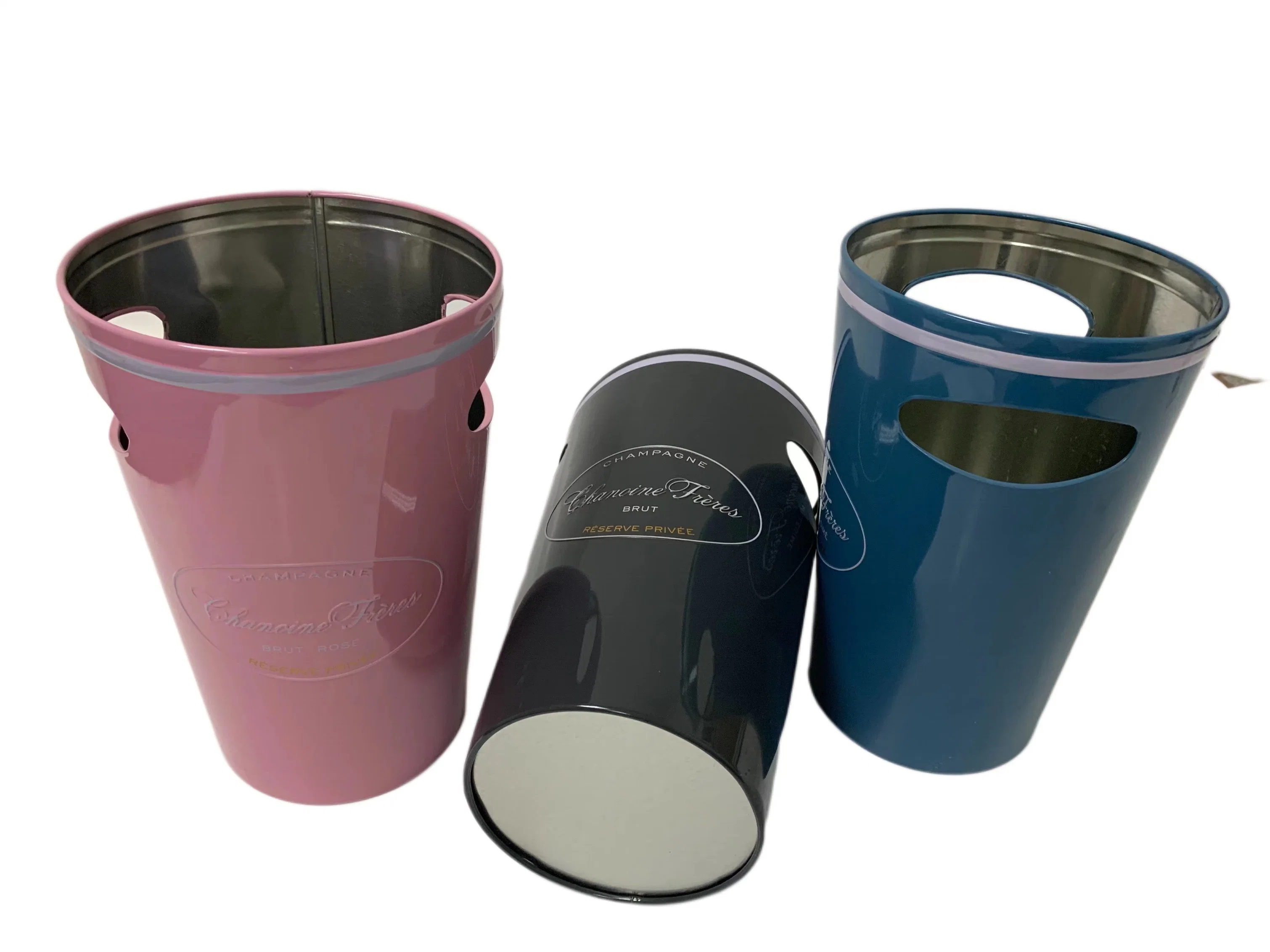 Factory Price Round Tin Bucket Round Beverage Tin Tub Drink Cooler Ice Tin Bucket with Embossing