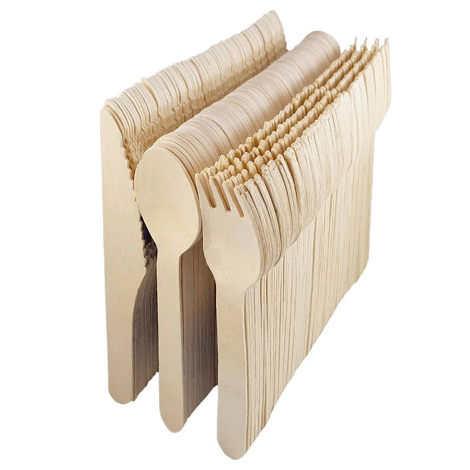 Biodegradable Flatware Sets Picnic Party BBQ Wooden Disposable Cutlery Set