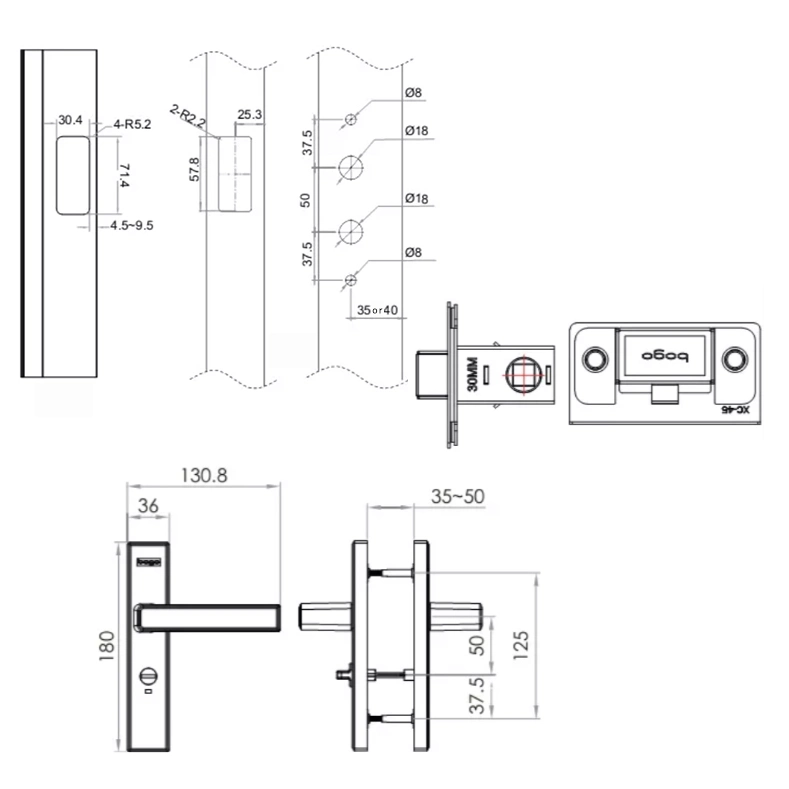 Modern Black Door Handles Deadbolt Door Knob