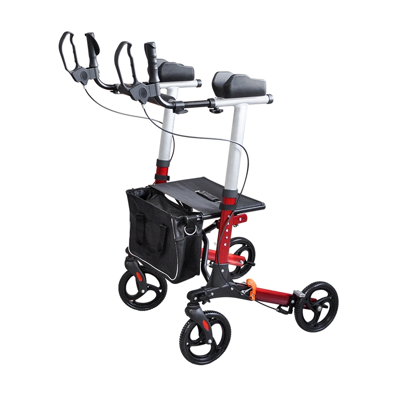 Adults Walker Double Folding Aluminium Rollator, Upright Walker for Adults