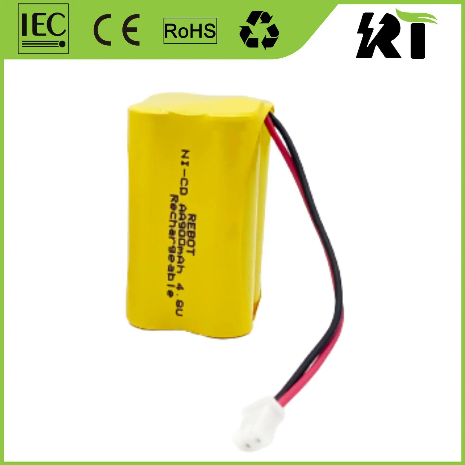 Rechargeable Ni-CD Battery Pack 2.4V AA900mAh for Emergency Lights