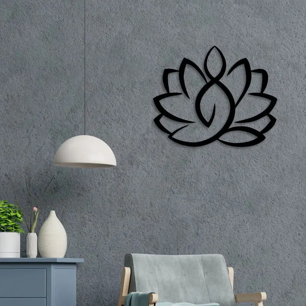 Yoga Pose and Lotus Metal Wall Art Decoration, Handing Wall Decoration Home Decoration