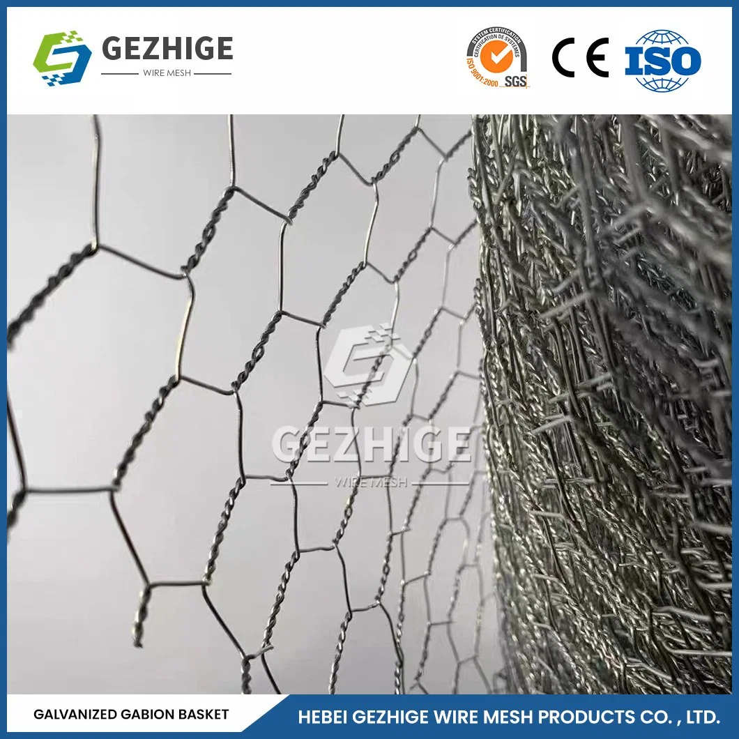 Gezhige 100X120 mm Gabion Wire Suppliers 2.0-4.0mm Wire Thickness PVC Coated Metal Wire Gabion China 2.0*1.0*0.5 M Gabion Wire Mesh Box