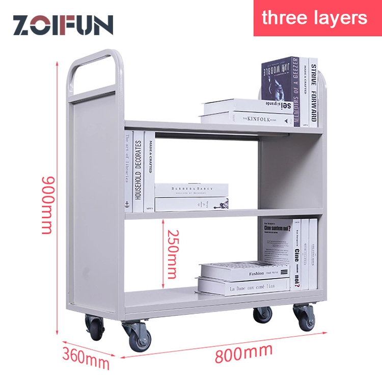 School Furniture Library Book Trolley Hotel Food and Vegetable Healthy Tow Layers Metal Trolley