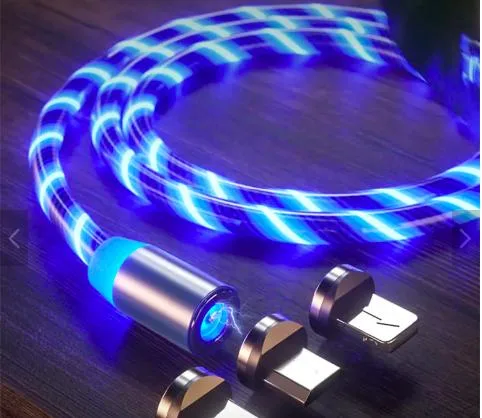 LED Glowing Magnetic Charging Type C Magnet USB Charger Cable 3 in 1