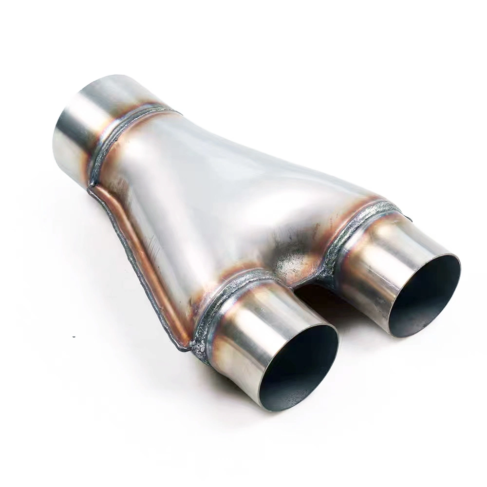 Dual Inlet/Outlet Stainless Steel Exhaust Y-Pipe Adapter Muffler Exhaust Stamped Y Pipe