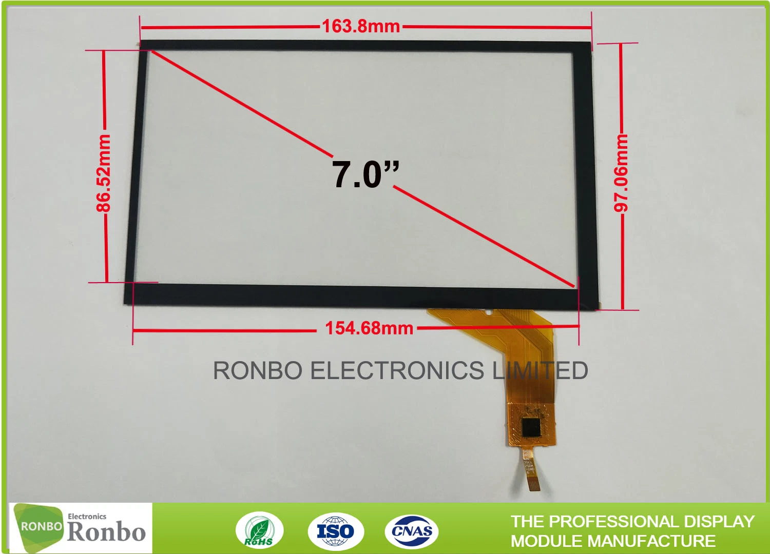 Durable Capacitive Touch Display, 7.0 Inch Capacitive Multi Touch Screen I2c Interface