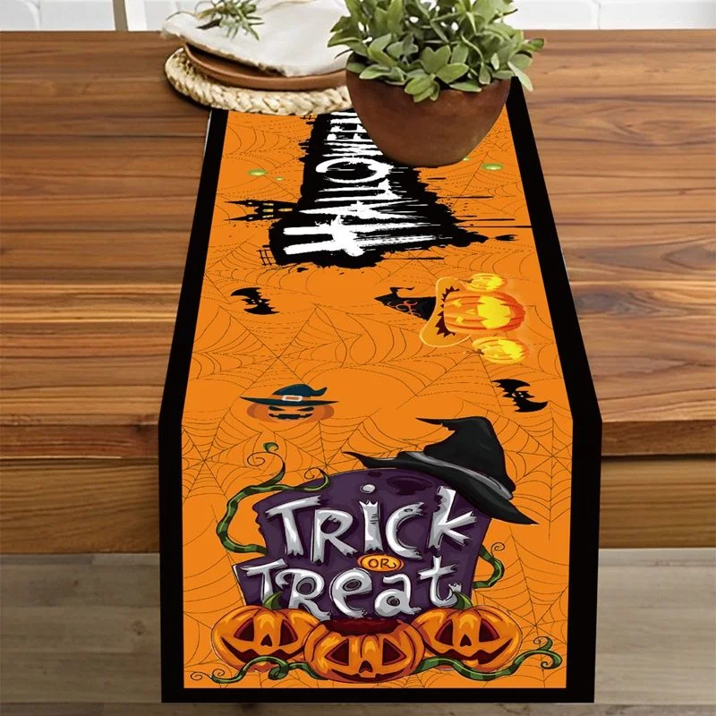 Halloween Chemin de table rectangulaire en vinyle Décoration de table de salle à manger pour la fête d'Halloween.