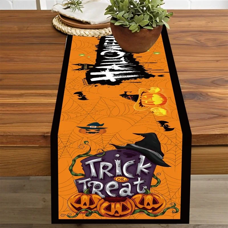 Halloween Vinyl Rechteckiger Tischläufer Halloween Party Home Esstisch Dekoration